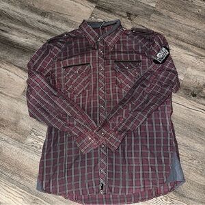 Truth Soul Armour‎ Black & White Long Sleeve Button Up Shirt Size M Men's